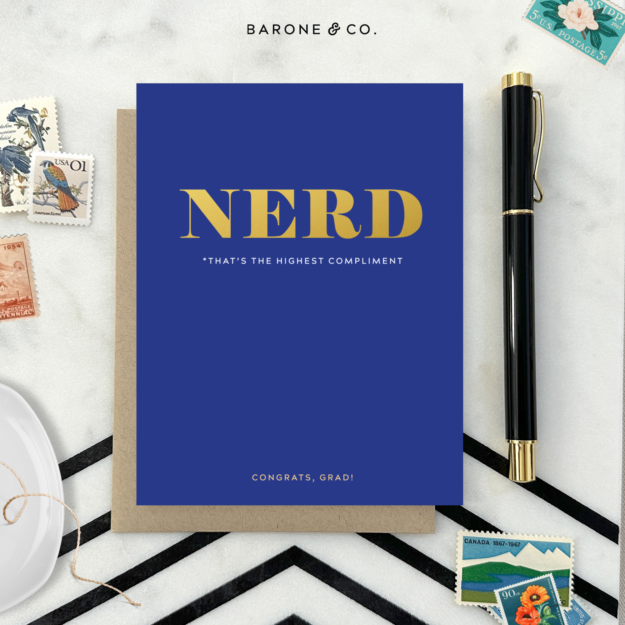 Graduation greeting card with text 'nerd *that's the highest compliment'
