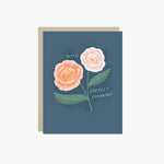 Sympathy greeting card with 2 flowers and 'with deepest sympathy' text