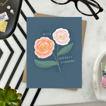 Sympathy greeting card with 2 flowers and 'with deepest sympathy' text