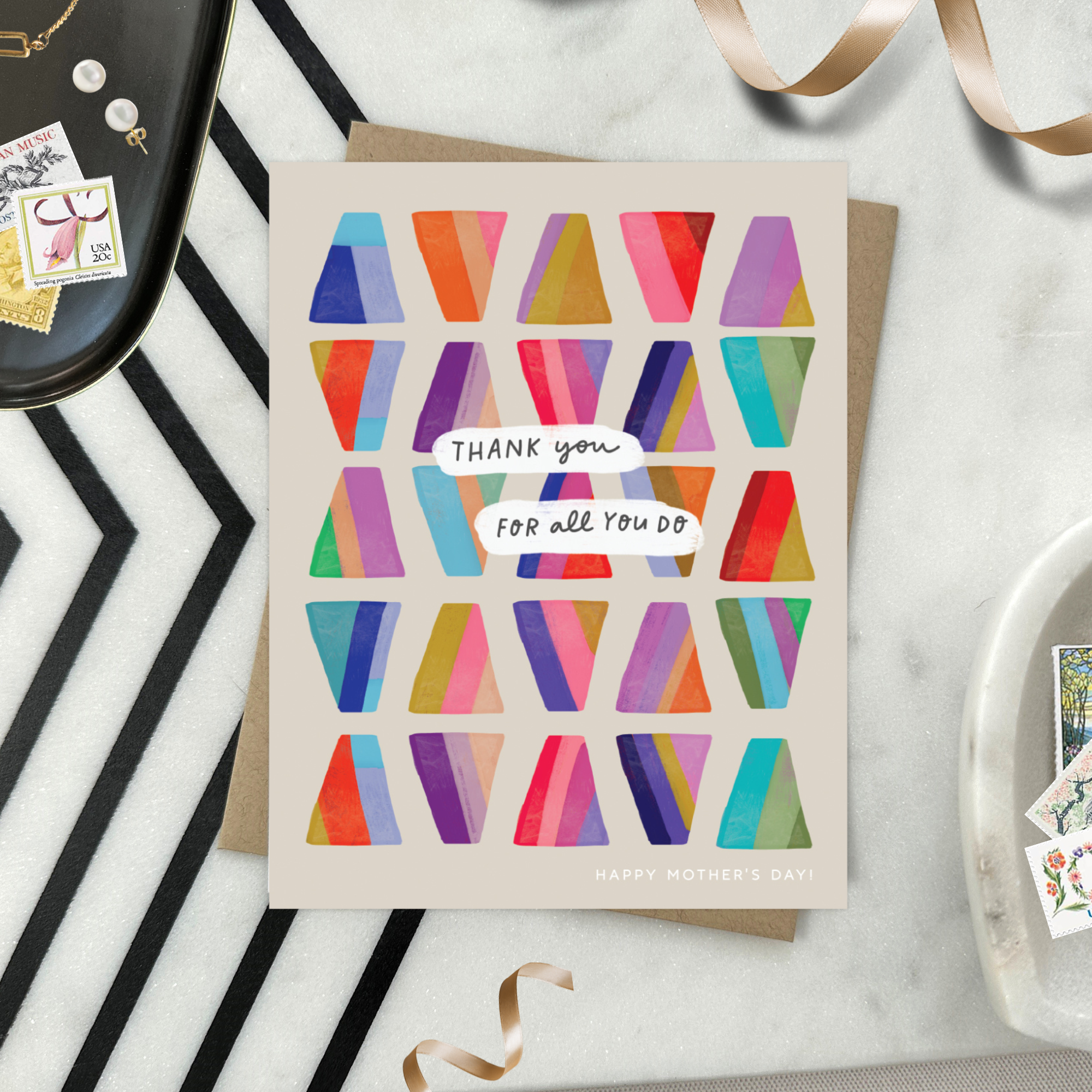 Mothers day greeting card with text 'thank you for all you do'