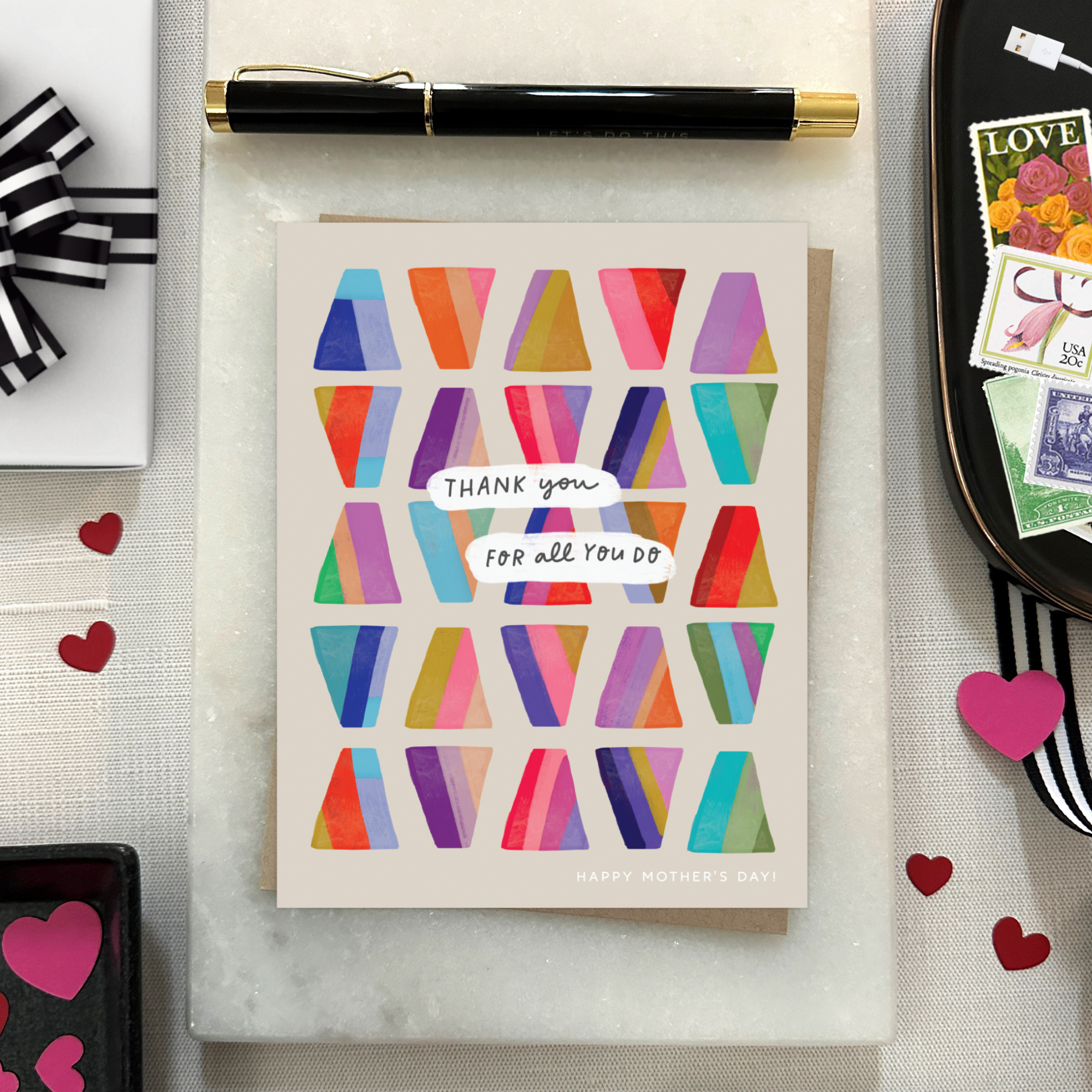 Mothers day greeting card with text 'thank you for all you do'
