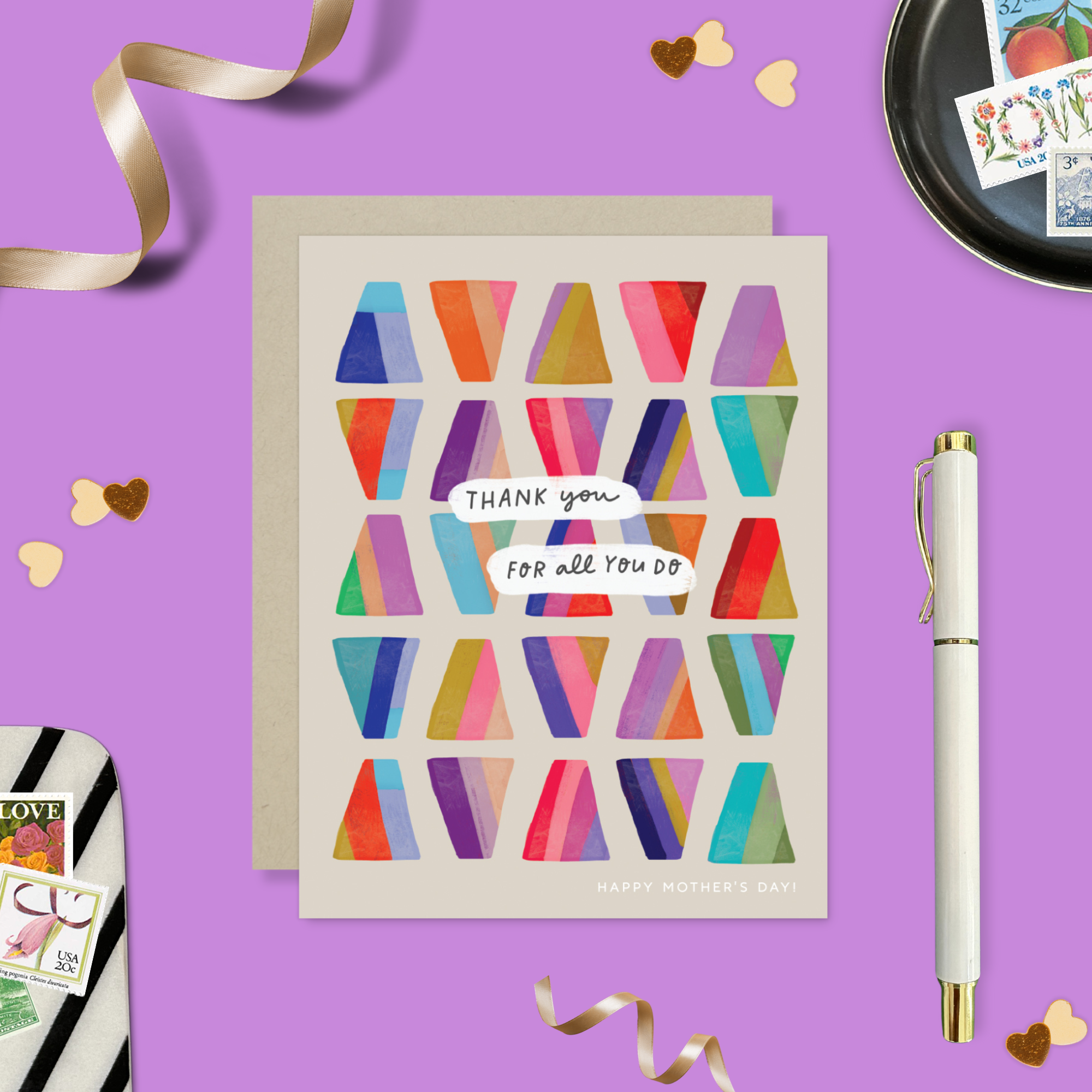 Mothers day greeting card with text 'thank you for all you do'