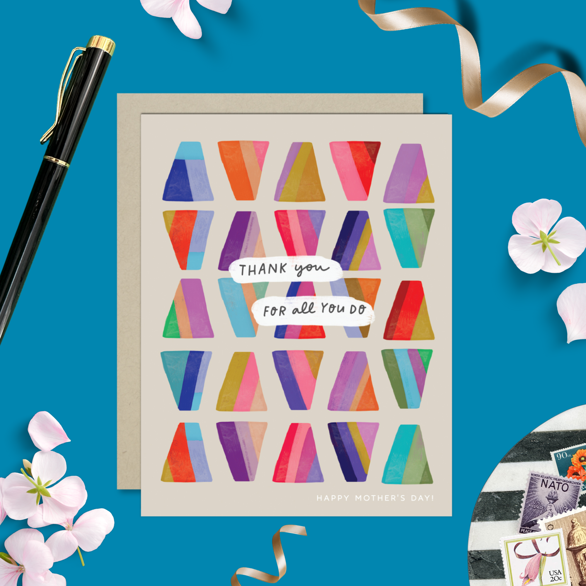 Mothers day greeting card with text 'thank you for all you do'