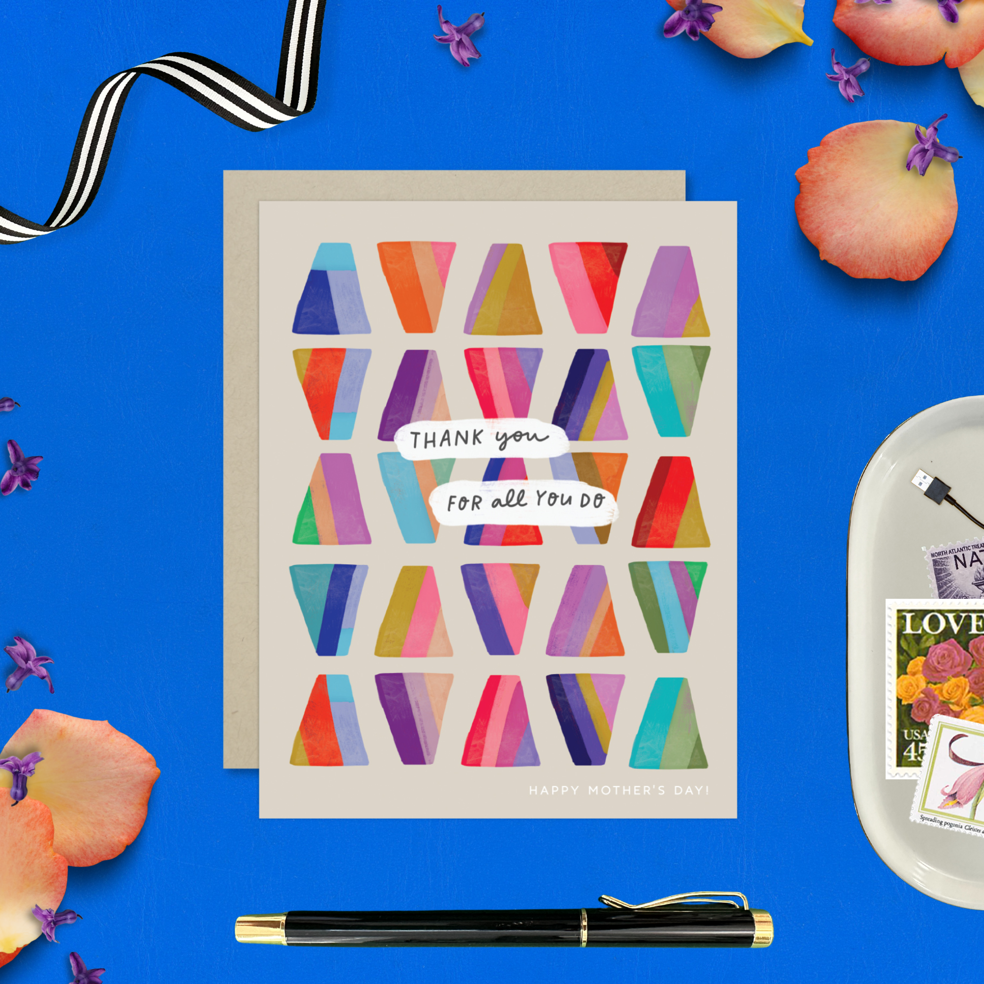 Mothers day greeting card with text 'thank you for all you do'