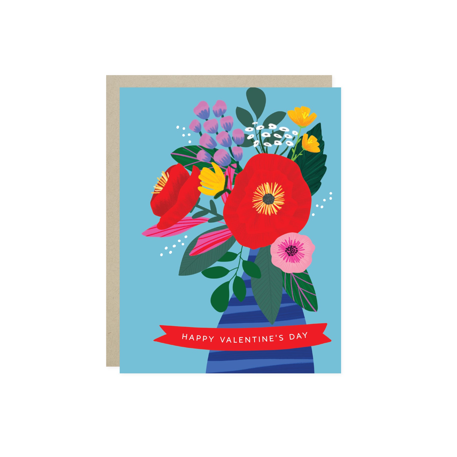 Valentine's Day greeting card with flowers and 'Happy Valentine's Day text'