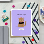 Funny greeting card with deadpan character and message of reluctant encouragement and support