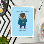Greeting card with illustrated buffalo and supportive message for encouragement or thinking of you