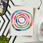 Illustrated Colorful circular Thank you card with painterly texture
