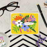 Thank You Greeting card featuring colorful illustrated flowers.