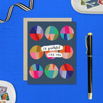 Thank you greeting card featuring a grid of colorful, hand-painted patchwork circles and the handwritten words So Grateful for You.