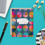 Uplifting greeting card with cheerful message “I hope something happy makes you smile today” and bright, colorful design