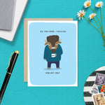 Greeting card with illustrated buffalo and supportive message for encouragement or thinking of you