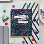 A friendship greeting card with a colorful dotted pattern and the text 'You will brave the storm with courage and strength' on it.