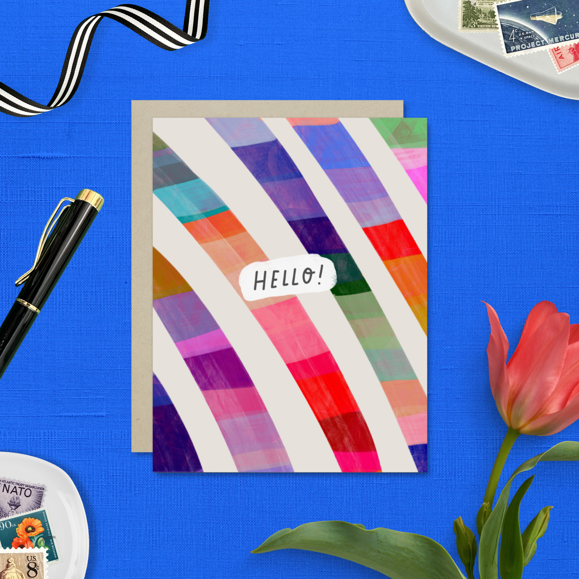 Friendship greeting card with "HELLO!" on the front