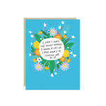 Sympathy card with a soft bouquet and the words 'I don't have the right words. I have a lot of love and I'm sending all of it.'