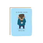 Greeting card with illustrated buffalo and supportive message for encouragement or thinking of you