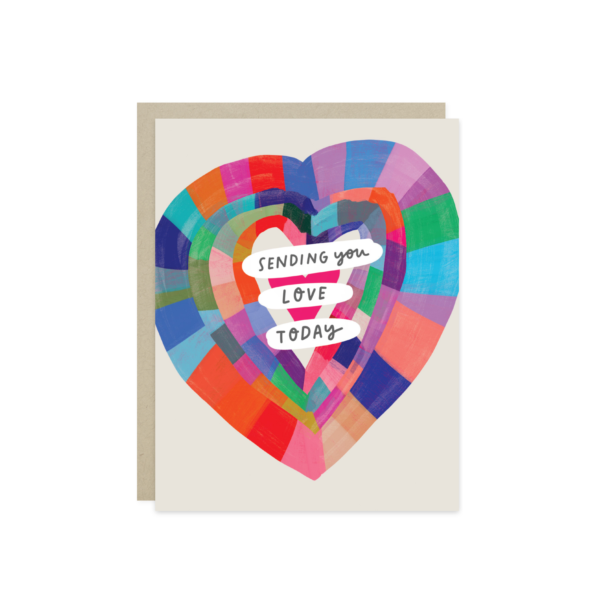 Friendship Greeting card with colorful heart and the words 'Sending you love today' 
